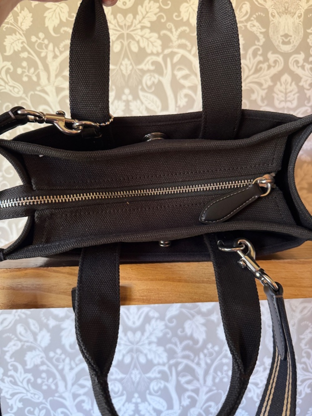 Coach Canvas Cargo Tote 26 w/ Guitar Strap NWOT CP164 SOLD OUT Black Silver HDW - Picture 14 of 17